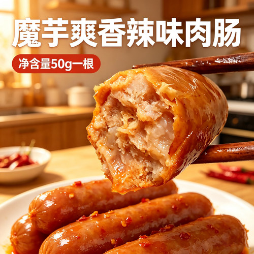 万安丰食魔芋爽香辣肉肠火山石风味地道烤肠解馋小吃纯猪肉烧烤肠