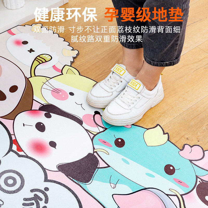 卡通可擦洗地垫进门厨房防水防滑皮革可裁剪pvc地毯入户门垫脚垫