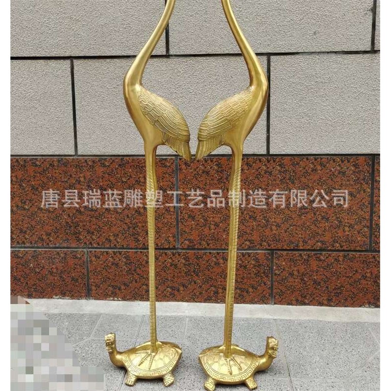 铜鹤蜡台 铜烛台 落地大蜡台 仙鹤烛台纯铜摆件 大殿烛台摆件