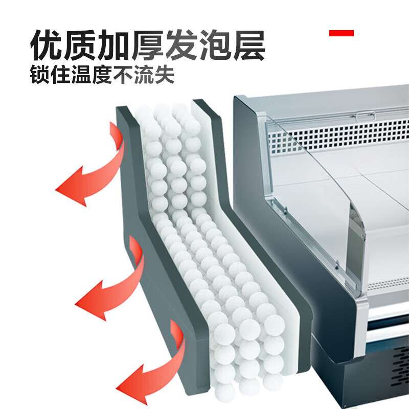喜莱盛商用鲜肉展示柜冷藏卧式拉帘白色灯冰柜拉帘款 白色灯升级
