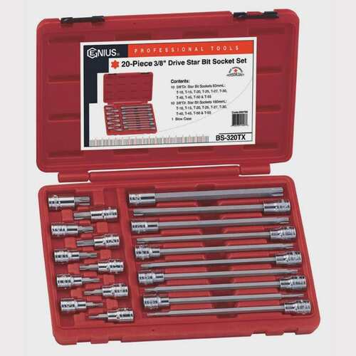 Genius天赋 3/8″10mm系列20件套内星形旋具套筒组BS-320TX