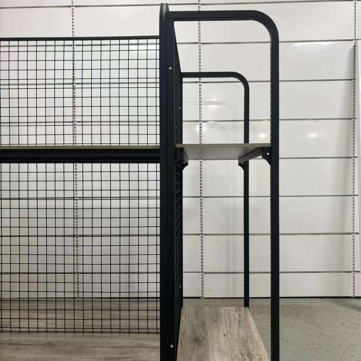 圆弧背网钢木展架网背板商超展示架货架母婴店文具货架超市展示架