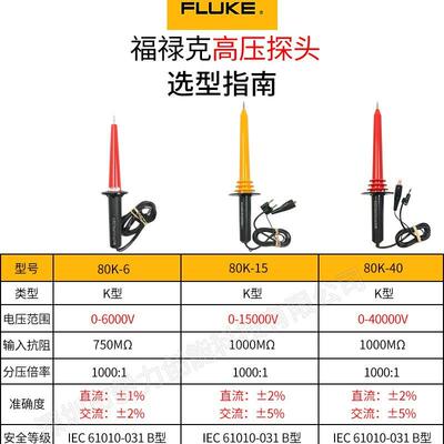 禄福克高压棒Fluke探80K-6智能高压Fluke80衰减棒80K-40远程高压