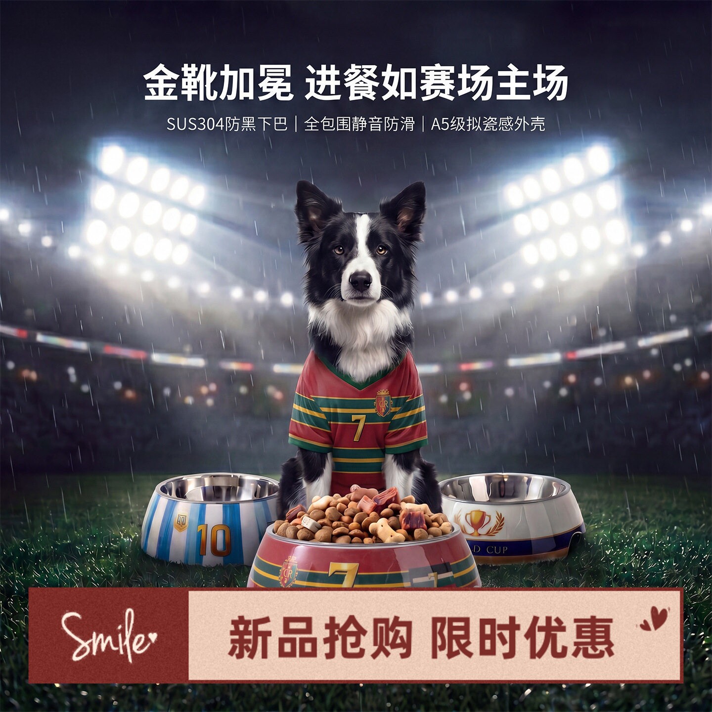 狗碗狗食盆防打翻狗盆猫碗不锈钢狗饭盆金毛犬大号大型犬宠物用品