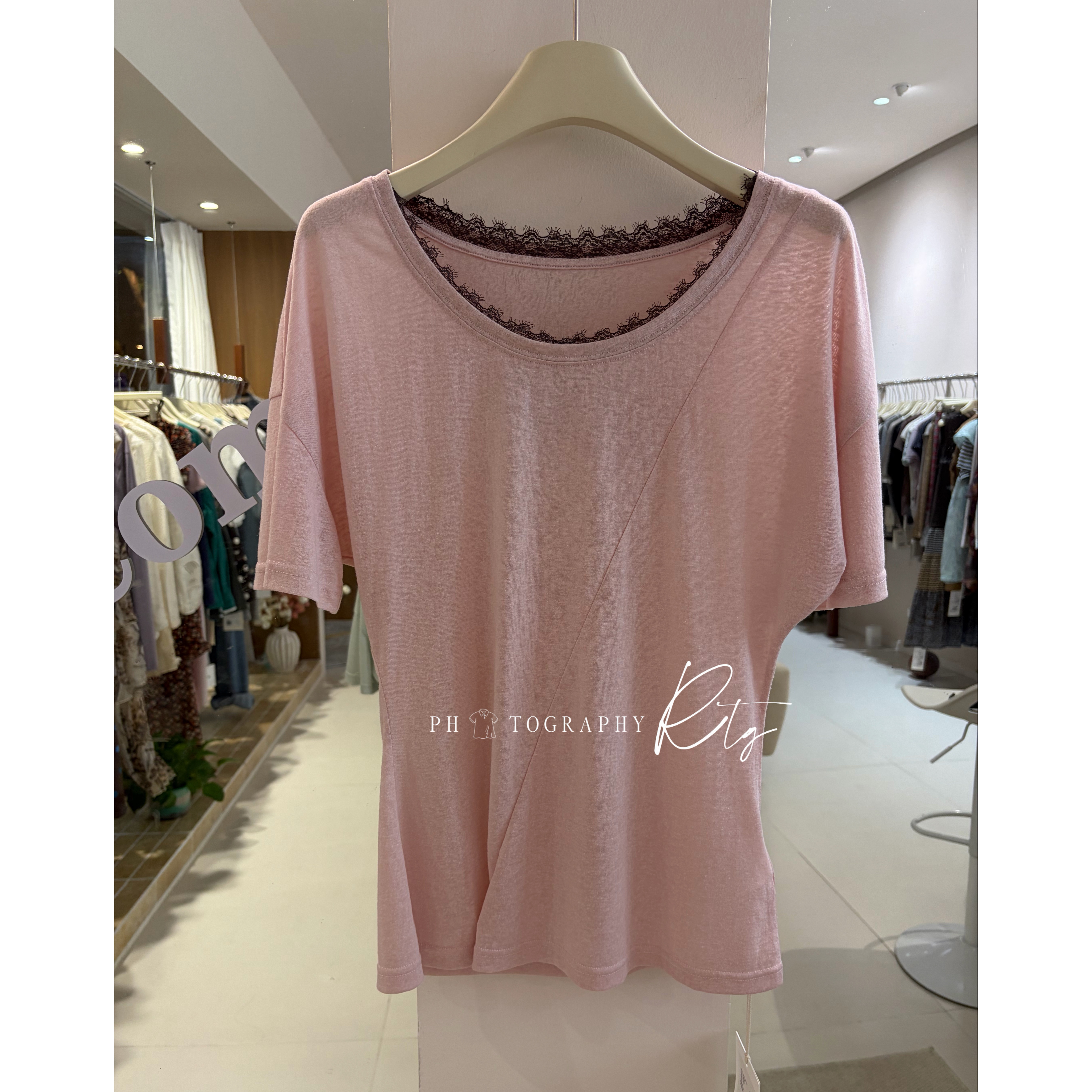 Rtg Clothing新款小众原单正品时尚气质高端蕾丝边圆领净版T
