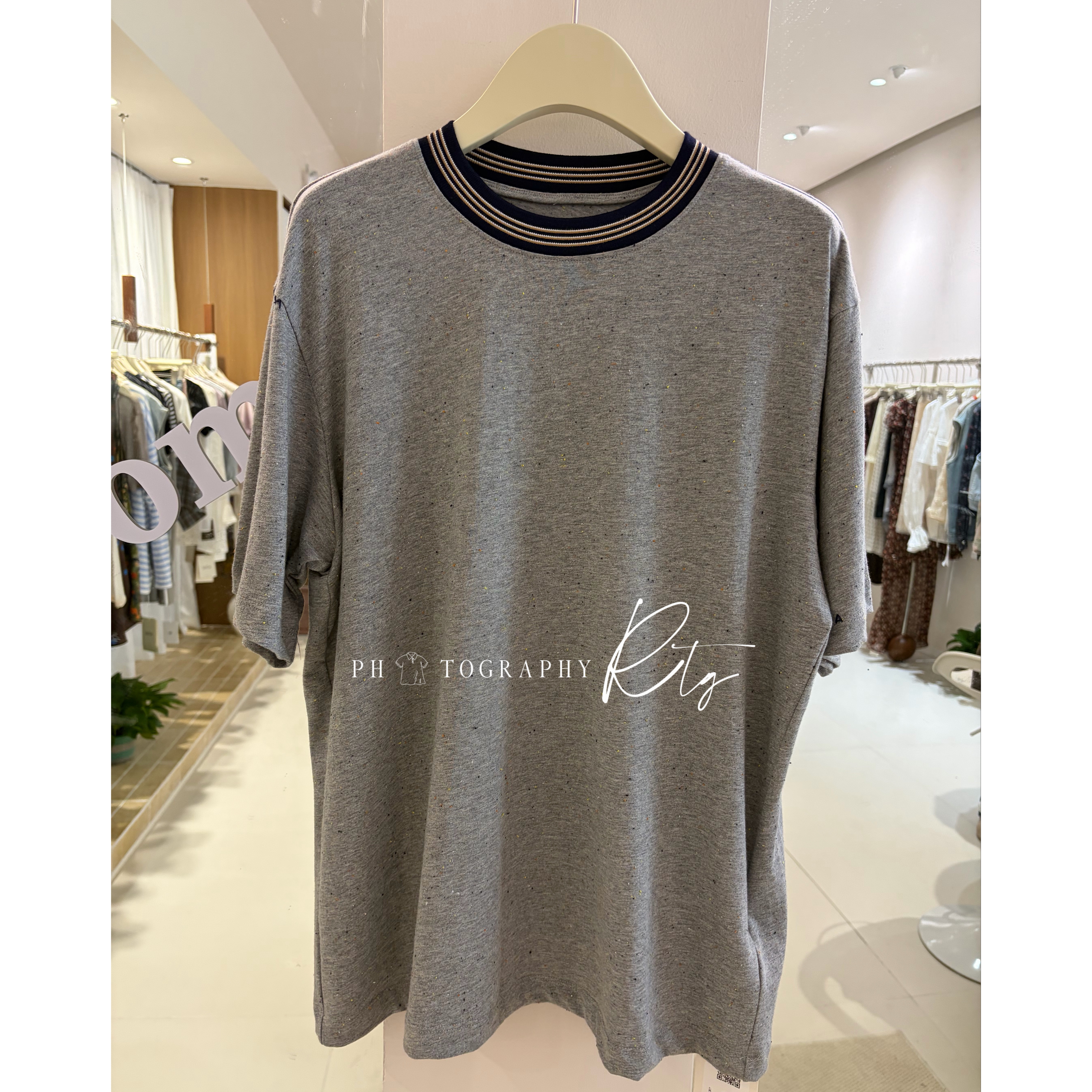 Rtg Clothing新款设计师小众原单百搭条纹针织领口宽松短袖T恤