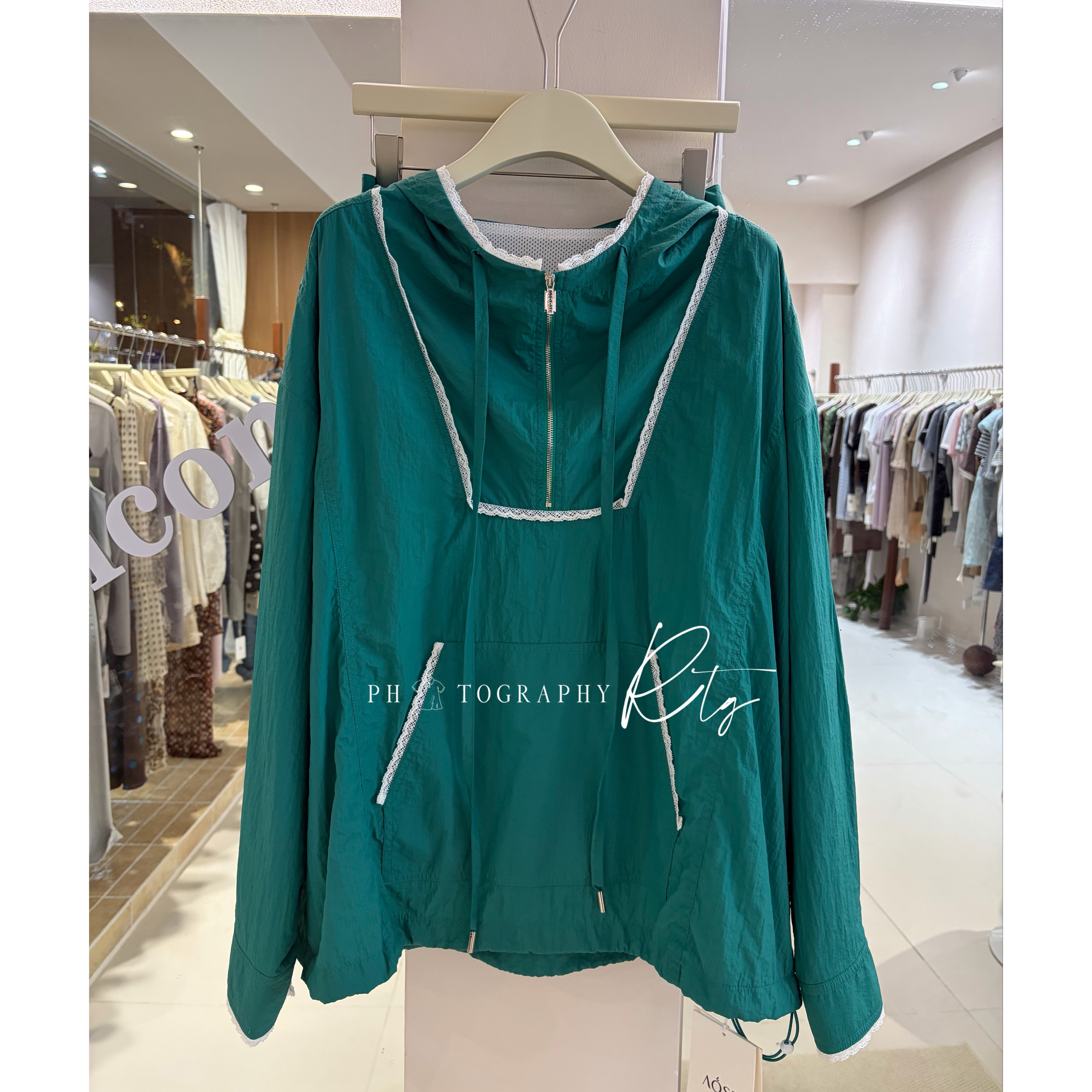 Rtg Clothing新款设计师品牌原单正品时尚花边气质连帽风衣套装
