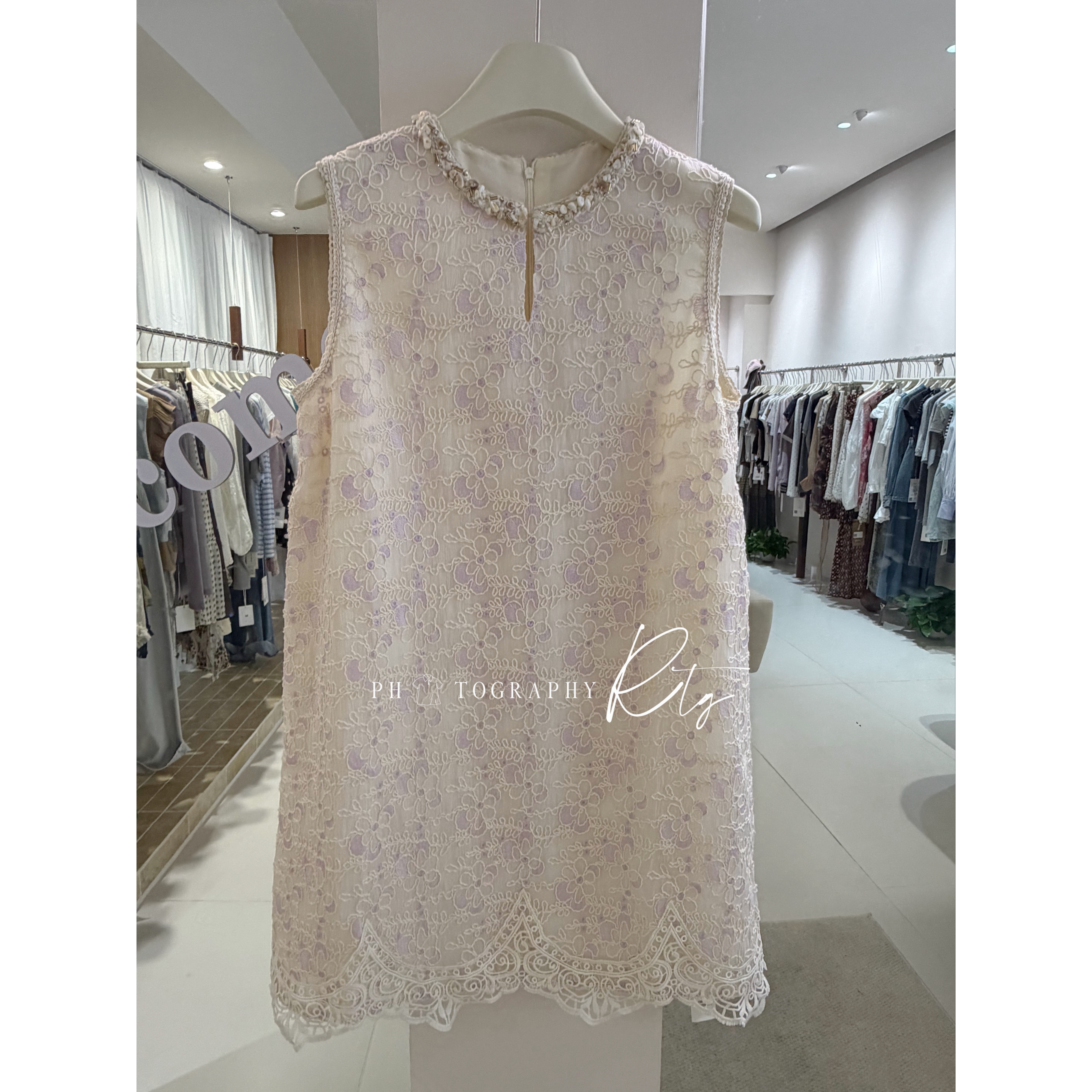 Rtg Clothing新款设计款原单正品重工绣花蕾丝无袖马甲连衣裙
