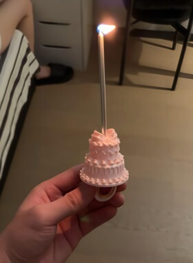 蜡烛蛋糕戒指生日创意道具装饰戒指3d打印拍照出片神器首饰礼物