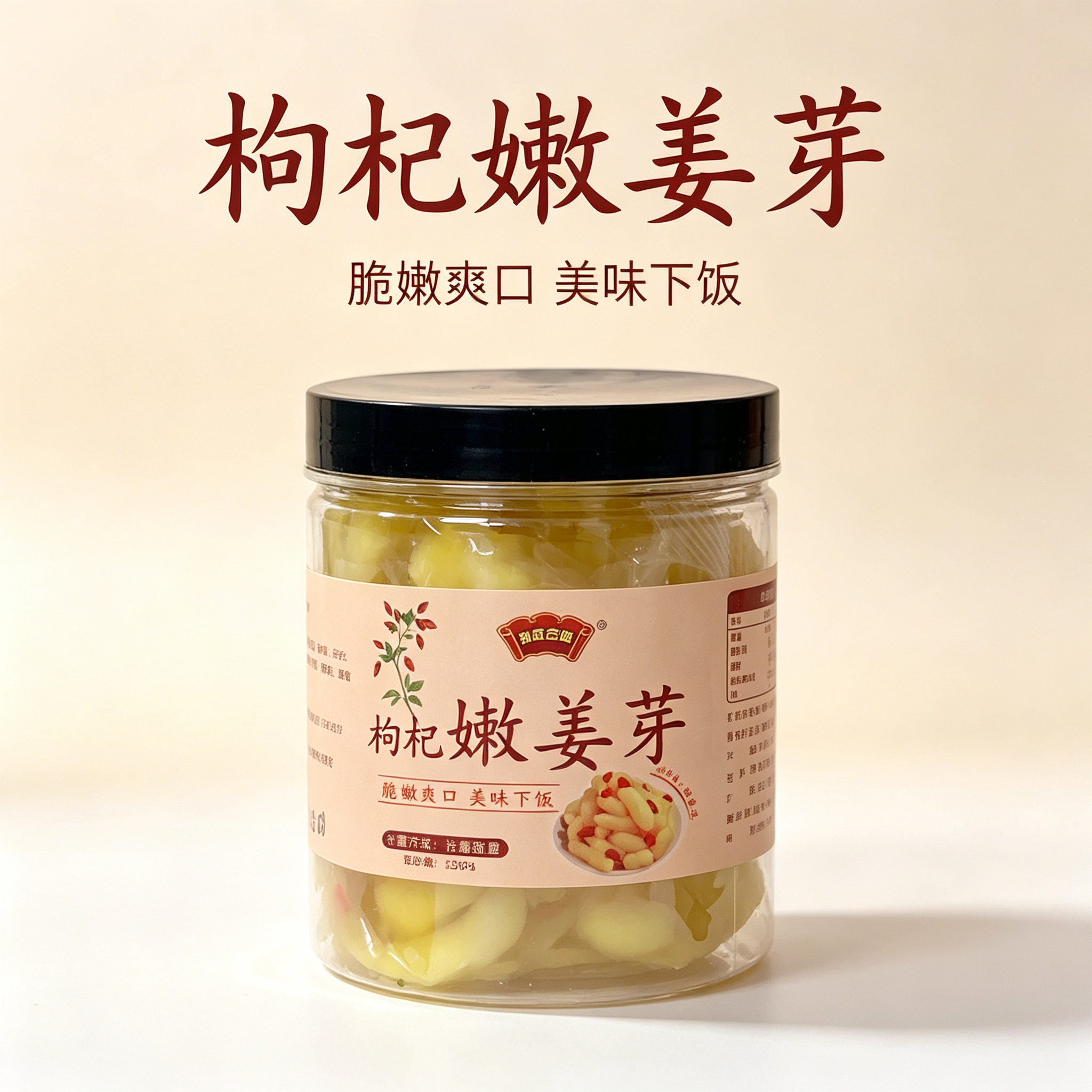 枸杞嫩姜芽瓶装400g泡菜开胃菜下饭菜鲜嫩姜芽爽口生姜片腌制酱菜