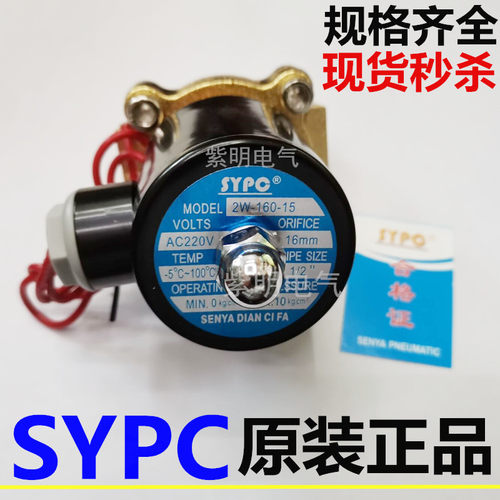 sypc电磁阀水阀 2w常闭式水阀160-15 220V DC24V气阀4分 1寸 2寸