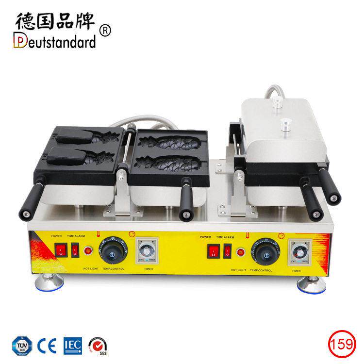新品夏季限定清爽双头机械版开口菠萝形圣彩虹冰淇淋华夫鲷鱼机