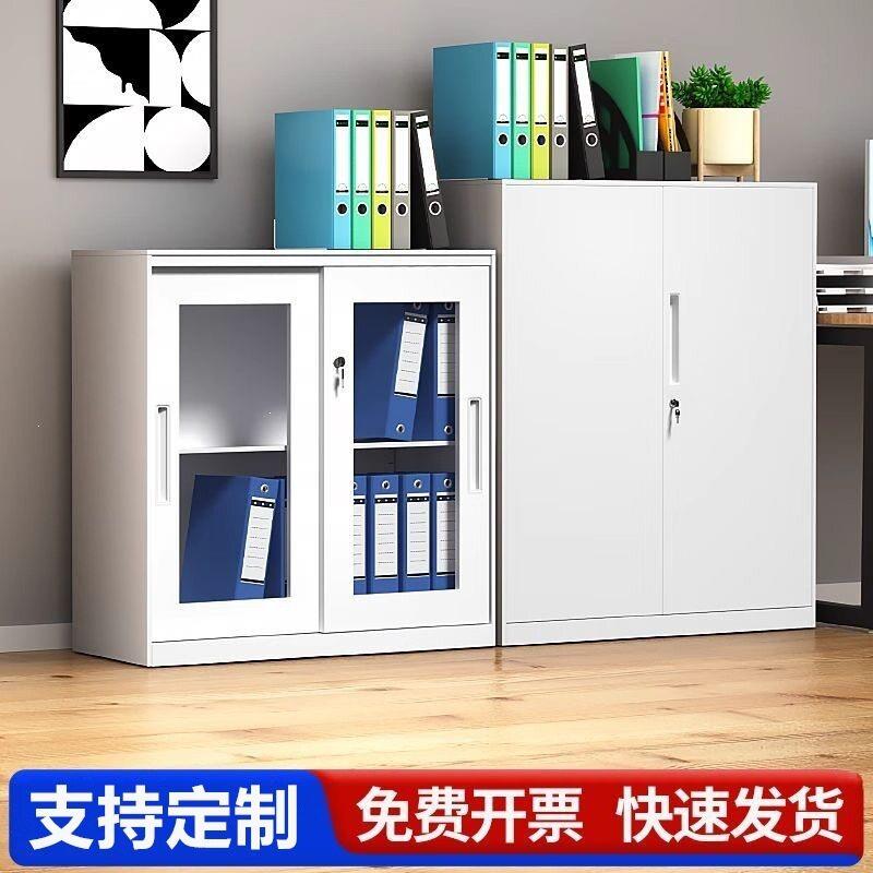 定制移门矮柜玻璃推拉门储物柜公室文件柜铁皮柜资料柜档案柜子