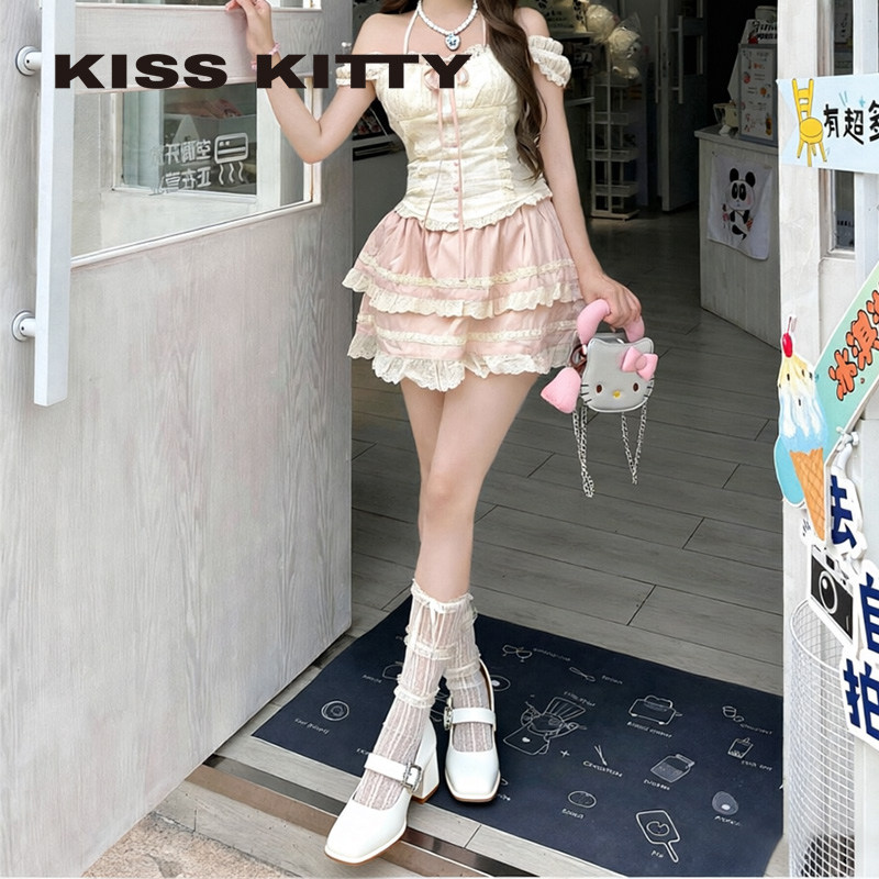 KISSKITTY玛丽珍鞋女皮带扣浅口方头粗跟高跟鞋不累脚 芭蕾风女鞋