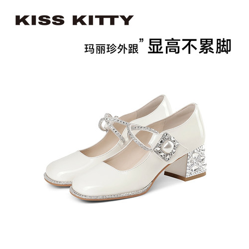 KISSKITTY水钻珍珠玛丽珍鞋