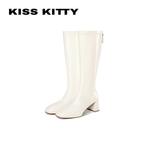 KISSKITTY方头高跟骑士长筒靴