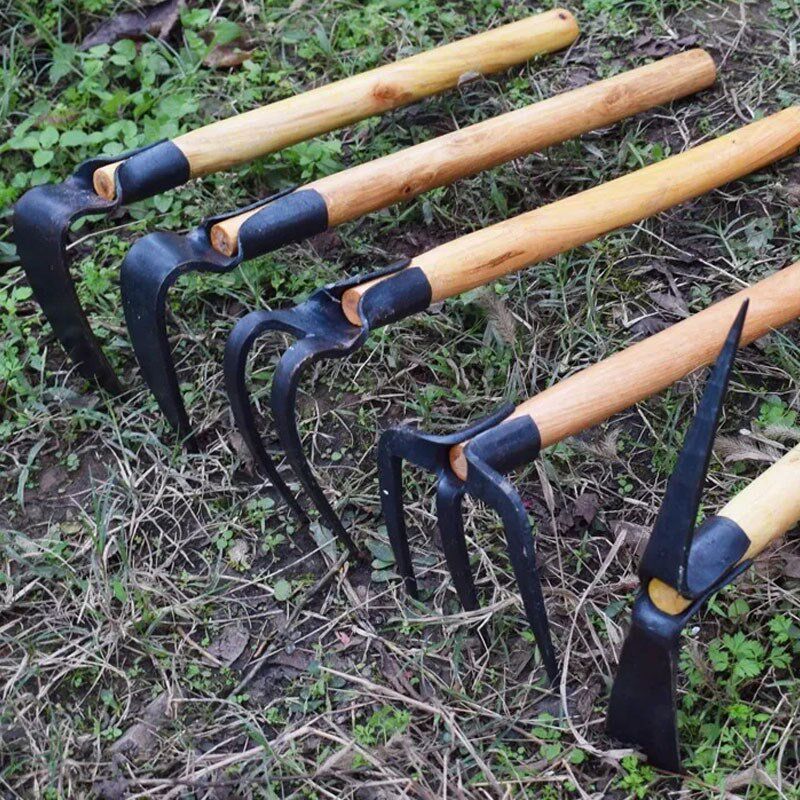 小锄头家用花园种花种菜工具挖笋锻打儿童小铁锹园林园艺三齿耙子图片
