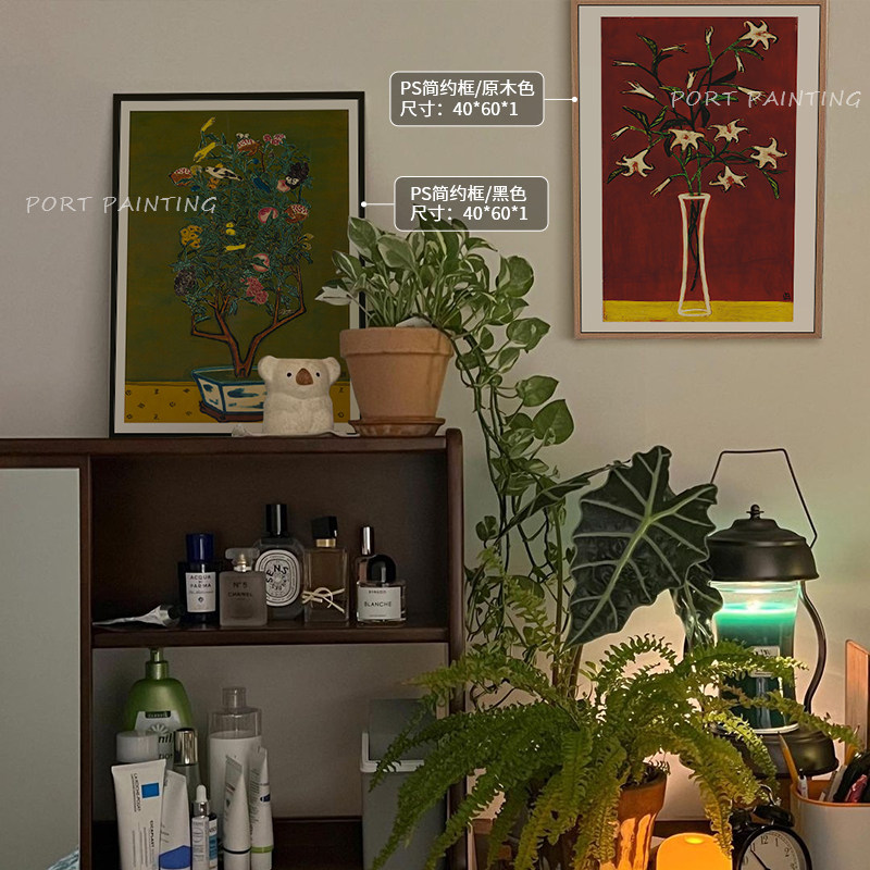 欧式复古客厅装饰画静物花卉书房柜台挂画小众艺术餐厅卧室床头画