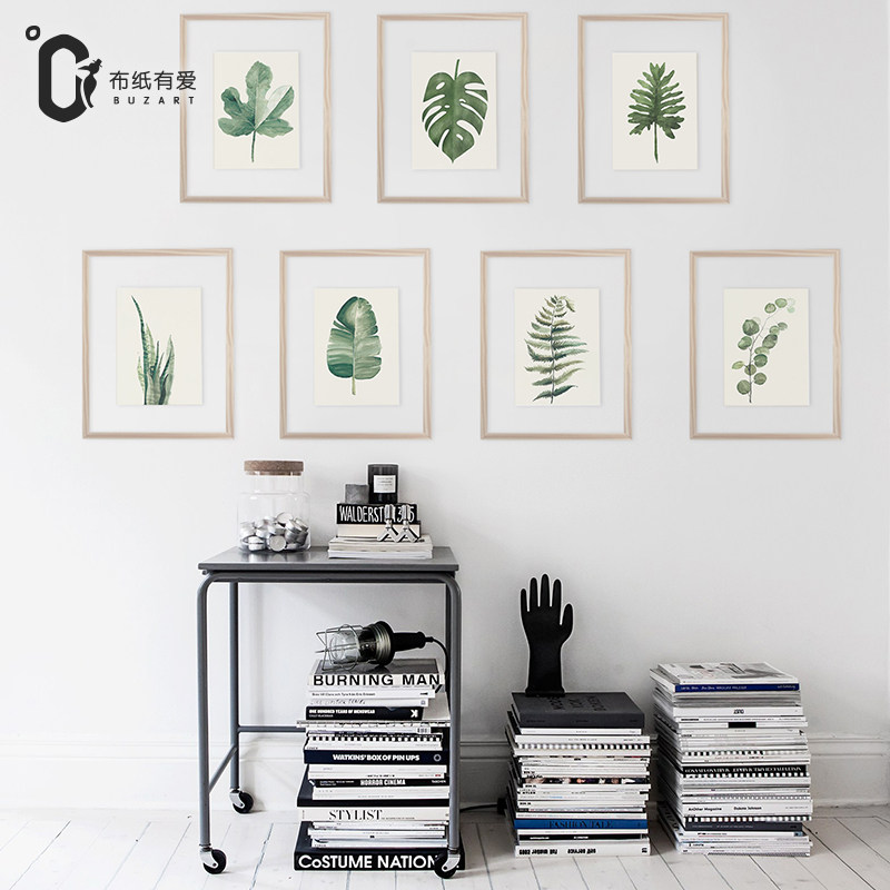布纸有爱 绿意生机 北欧风装饰画小清新壁画客厅绿植树叶叶子挂画