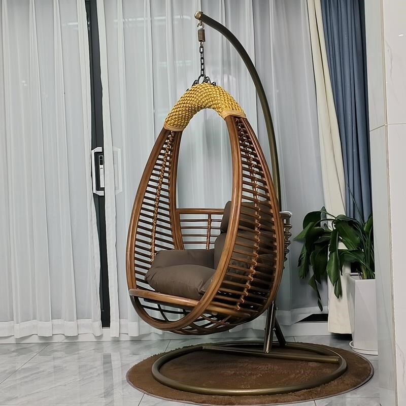 高端吊椅休闲手工摇摇吊篮单人真藤椅椅天然印尼藤编秋千品质阳台