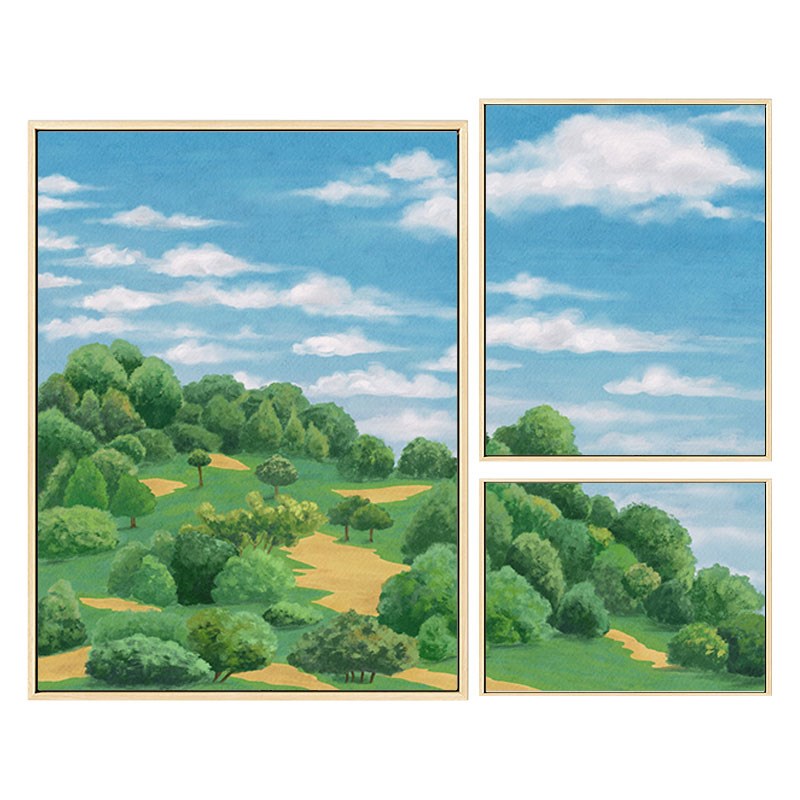 布纸有爱 绿境 北欧风客厅沙发背景装饰画小清新卧室风景组合挂画