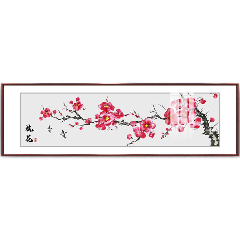 卧版床头装饰新中式客厅挂画沙发室背画景墙画中国风壁画横花287