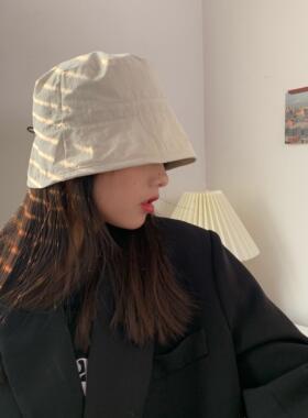 百搭光板显檐水桶帽女韩版时尚脸遮素颜KK-抽绳春夏小帽子脸潮