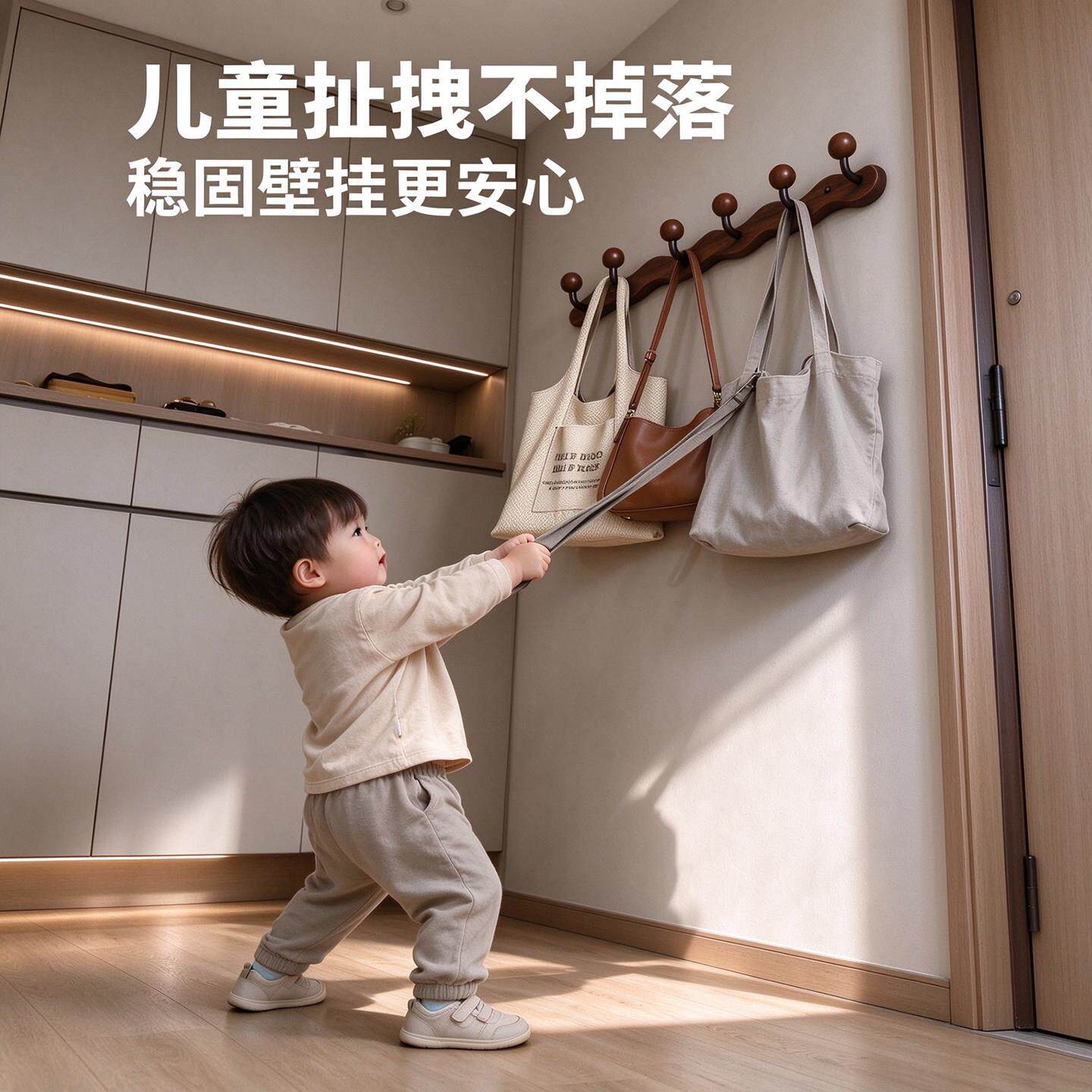 实木挂衣架墙架上壁挂2次净衣架不包占空间衣帽玄关挂架XM-092500