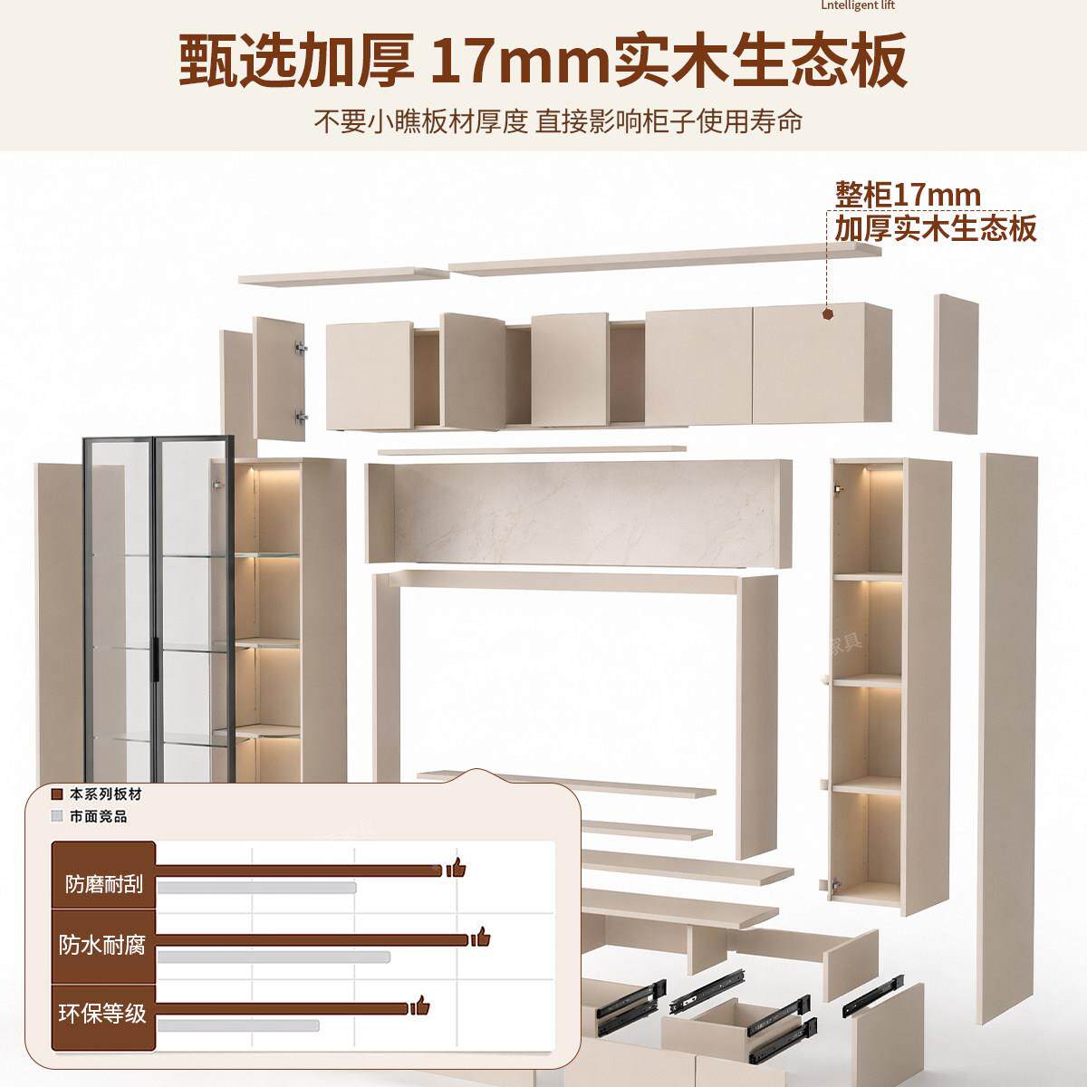 奶油风满墙电视柜客新厅家用装收纳储物柜体白色电视式落地柜2026