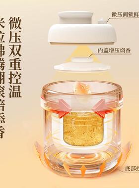 藤婆微压电炖盅家多用能小型迷功你电炖锅炖FD10D汤锅粥陶瓷电饭