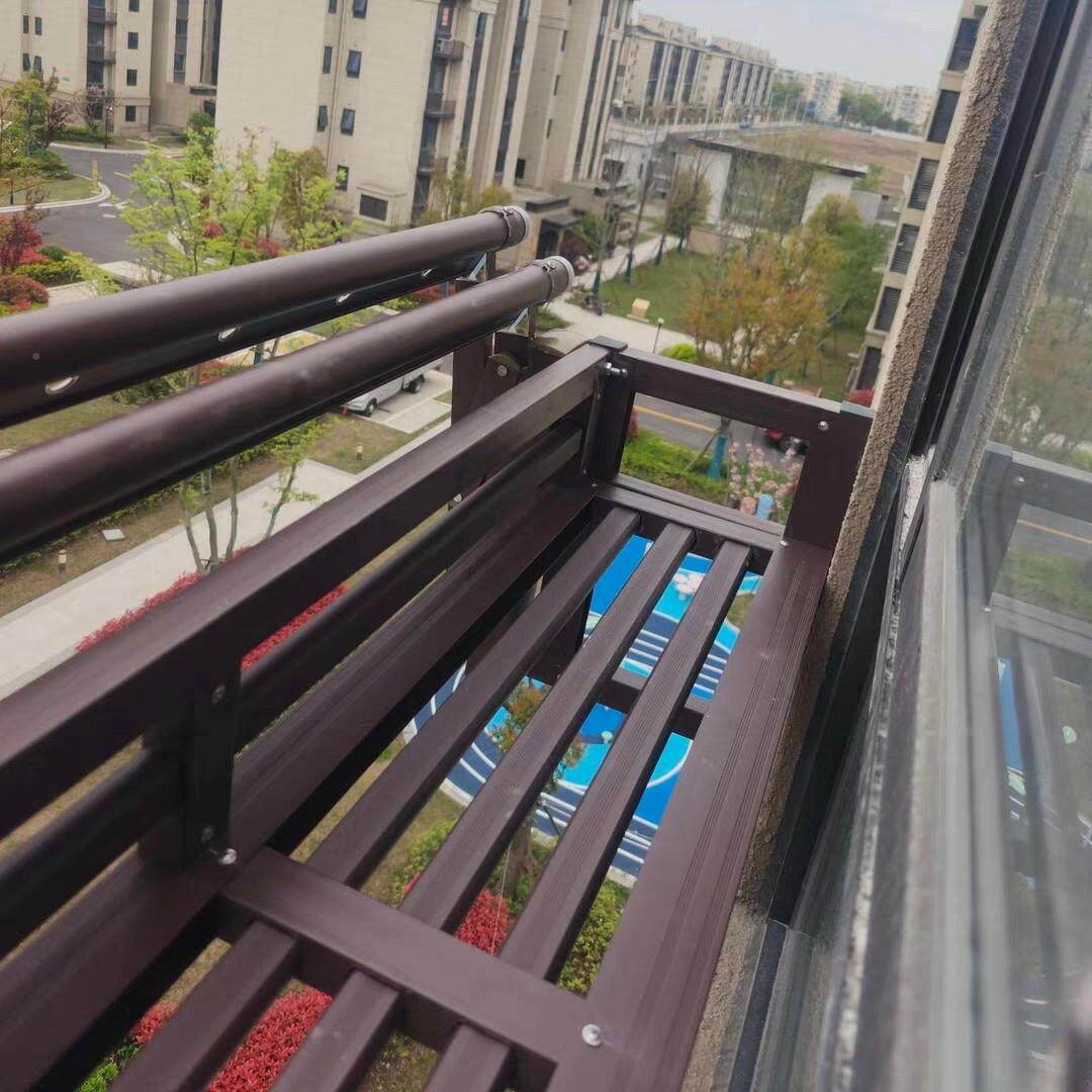 晾衣金架杆外伸缩阳台鞋一体窗外推拉凉衣架铝合架66折室叠花架晒