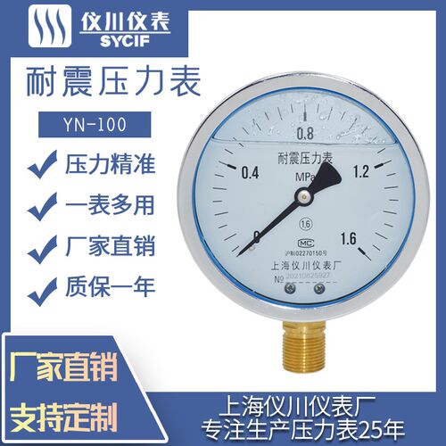 厂家直销上海仪川仪表厂耐震压力表防震抗震充油YN100水压油压