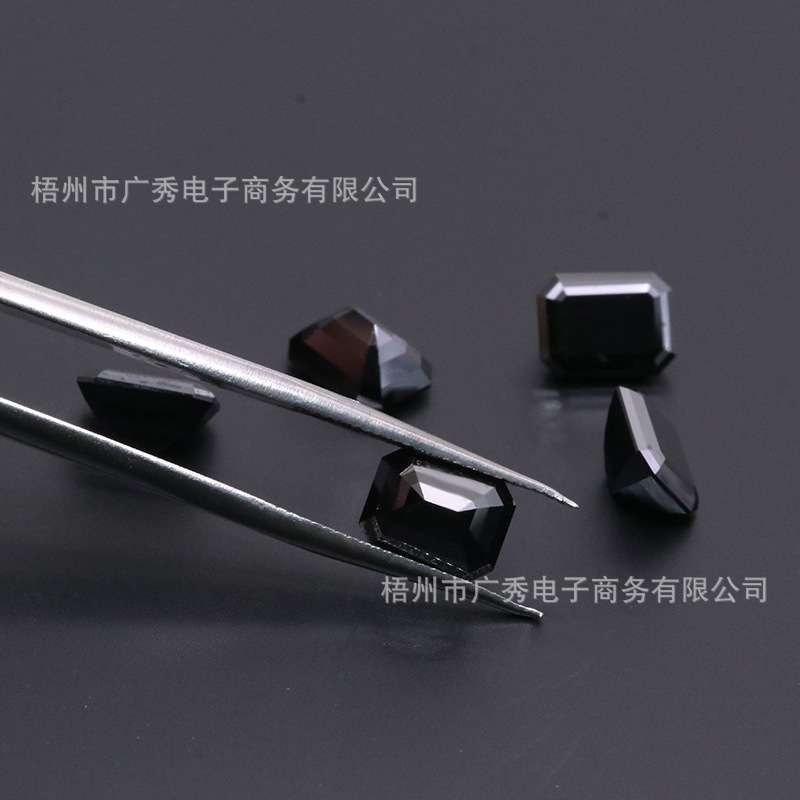 7A莫桑现货黑色祖母绿切割莫桑钻裸石 123克拉长方倒角莫桑 配GRA