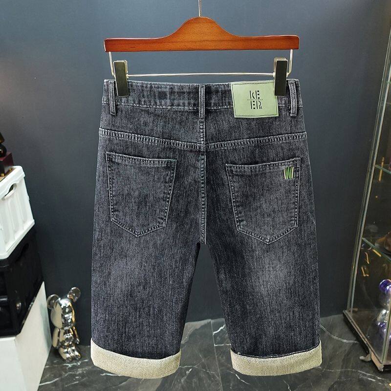 2026高档弹力牛仔短裤男夏季薄款潮牌时尚男士宽松直筒五分裤子男