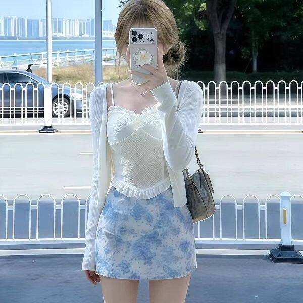 初夏穿搭一整套2026温柔系高知气质小个子绝美漂亮开衫套装半身裙