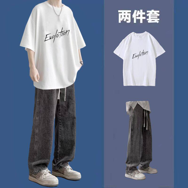 青少年运动套装男夏季纯棉短袖男装2025新款潮流帅气高中学生夏装