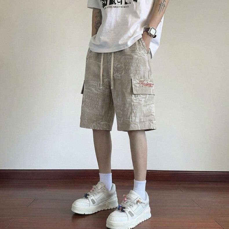 夏季新款男士短裤宽松潮流休闲工装大码百搭五分裤潮牌直筒运动裤