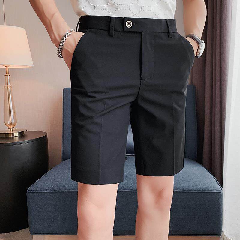 高级感男士西装短裤夏季潮牌薄款休闲5五分西裤修身冰丝高端裤子