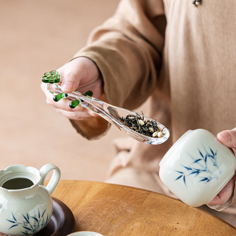 画续国风敦煌风雅玻璃琵琶茶则玻璃茶勺茶匙中式禅意茶道配件家用