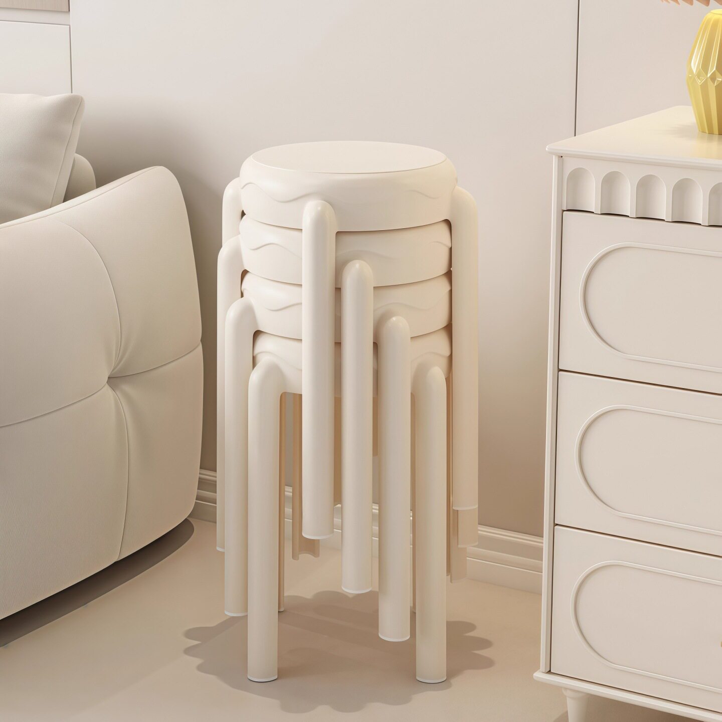 塑料凳子加厚家用可叠放风车高板凳圆胶凳简约餐厅备用餐桌高椅子