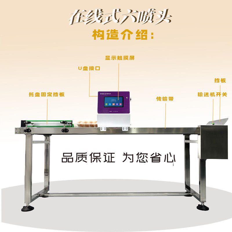 全自动鸡蛋喷码机六喷头打码机小型喷印字机生产日期保质期序列号