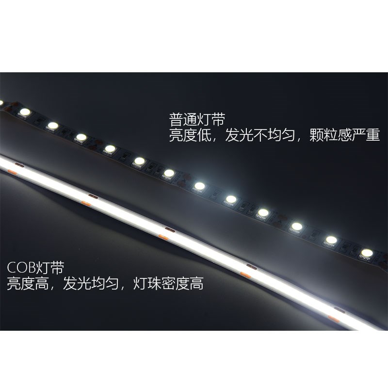 COB灯带12V展柜客厅吊顶橱柜柔性高亮广告灯箱柜台LED贴片软灯条图片