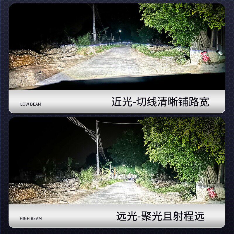 H4双光透镜LED汽车大灯普西乐三光透镜140W摩托改装鱼眼激光灯