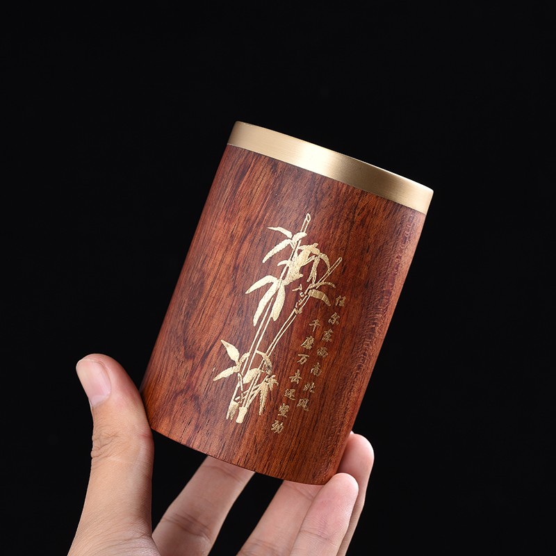 纯铜茶道六君子茶具配件花梨木6君子茶道单桶笔筒茶刀养壶笔组合