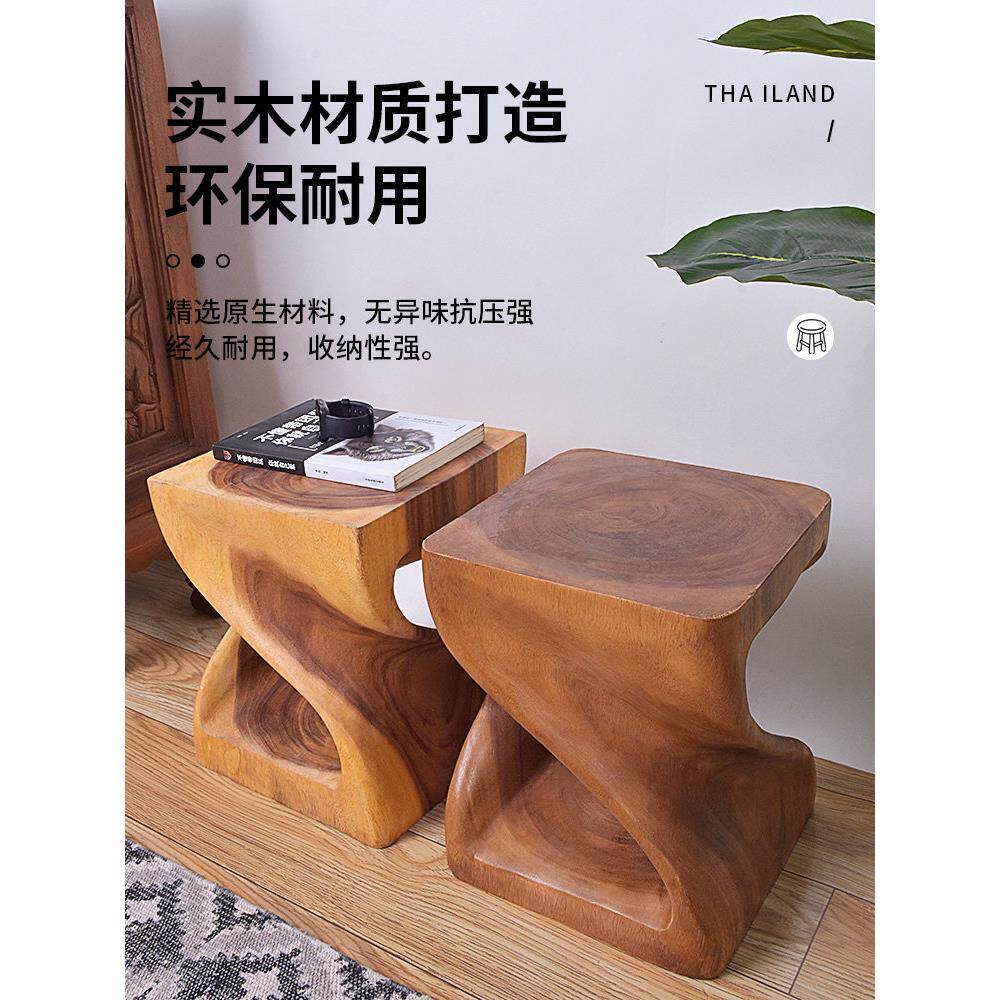 实圆墩子天然雕凳子木树根坐凳花底座原木树桩木桩92木头架树墩根