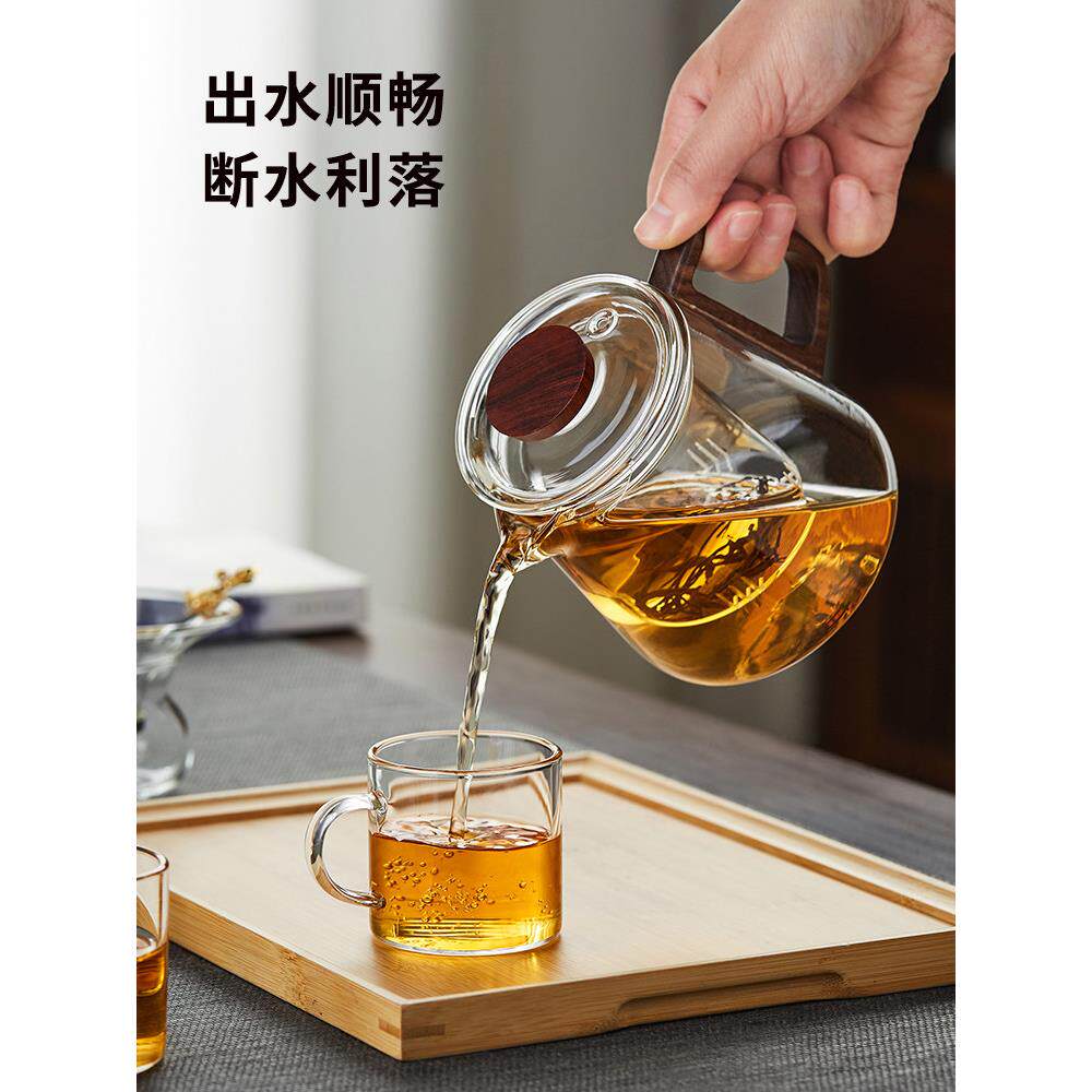 耐温VZP玻璃茶壶加茶水分离2茶025新型高硼硅家用厚花茶高小壶茶