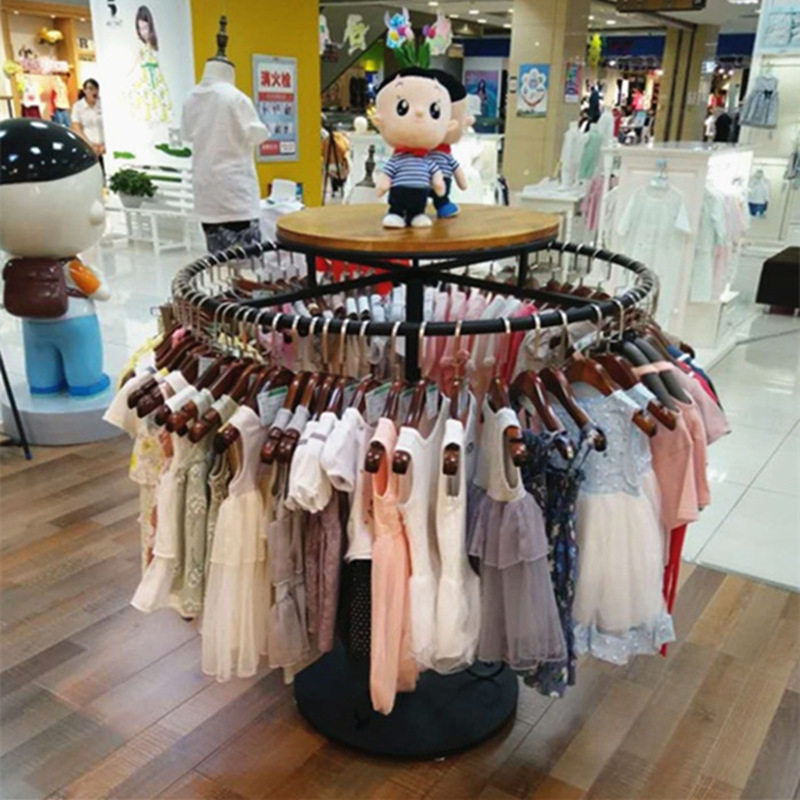 店服装圆形旋转展示架简约衣挂架中岛货架男女裤架童装店陈列架子