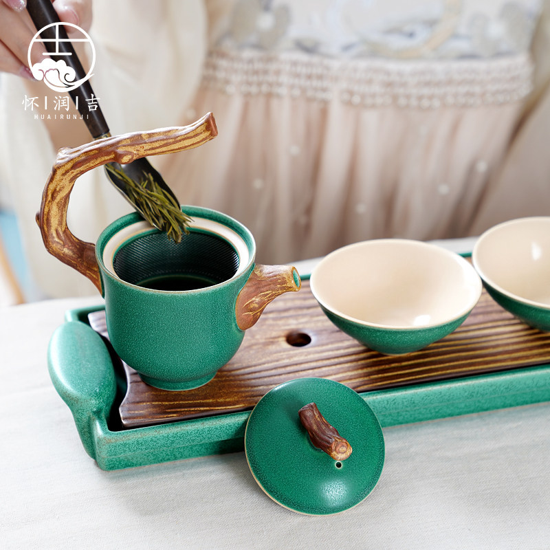 怀润吉五行陶瓷茶杯茶盘简约日式功夫茶具茶漏泡茶品茗杯礼盒套装