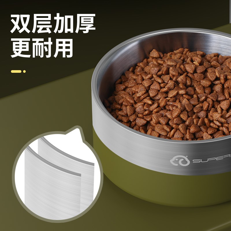 休普304不锈钢狗碗狗食盆狗碗宠物猫碗饭碗护颈大小型犬喝水盆
