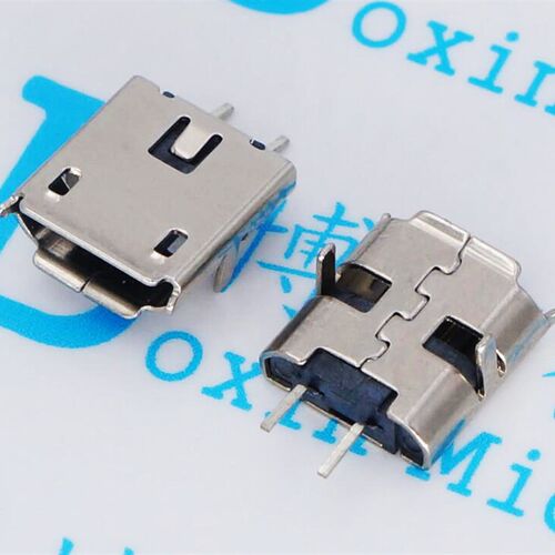 MICRO USB 2P母头 2P直插 迈克两插后贴有边  母座接头 2脚贴片